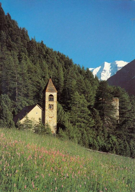 BF13726 kirche santa maria pontresina piz palu  switzerland front/back image