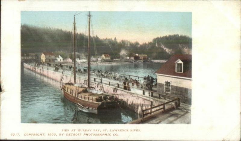 Murray Bay Quebec Pier & Boat c1905 Detroit Publishing Postcard