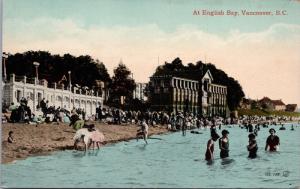 English Bay Vancouver BC Swimmers Bathing Scene Unused Postcard E34