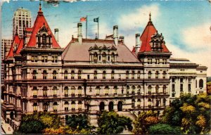 State Capitol Building Albany New York Postcard PM Troy NY Cancel WOB Note VTG  