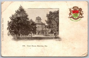 Postcard Hamilton Ontario c1907 Court House by MacFarlane Civic Arms Crest