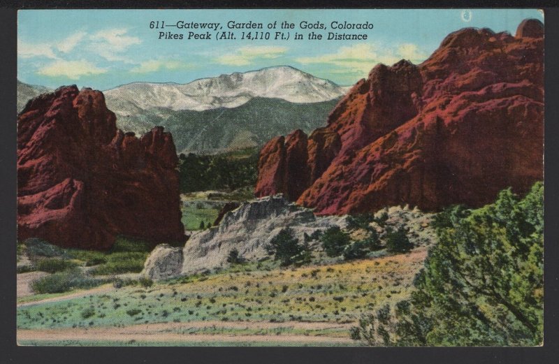 Colorado PIKES PEAK Gateway, Gardens of the Gods in the Distance ~ Chrome