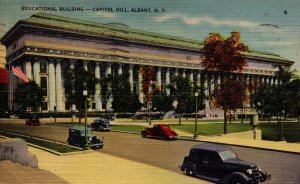 USA Educational Building Capitol Hill Albany New York Linen Postcard 09.92