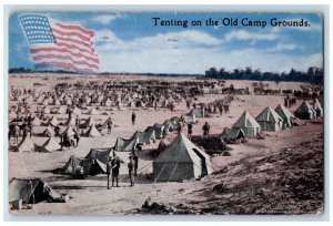 1918 View Of 12th Company Tenting On The Old Camp Grounds Charlotte NC, Postcard 