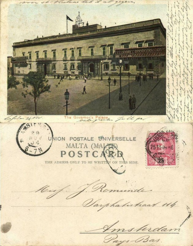 malta, VALLETTA, The Governor's Palace (1904) Postcard