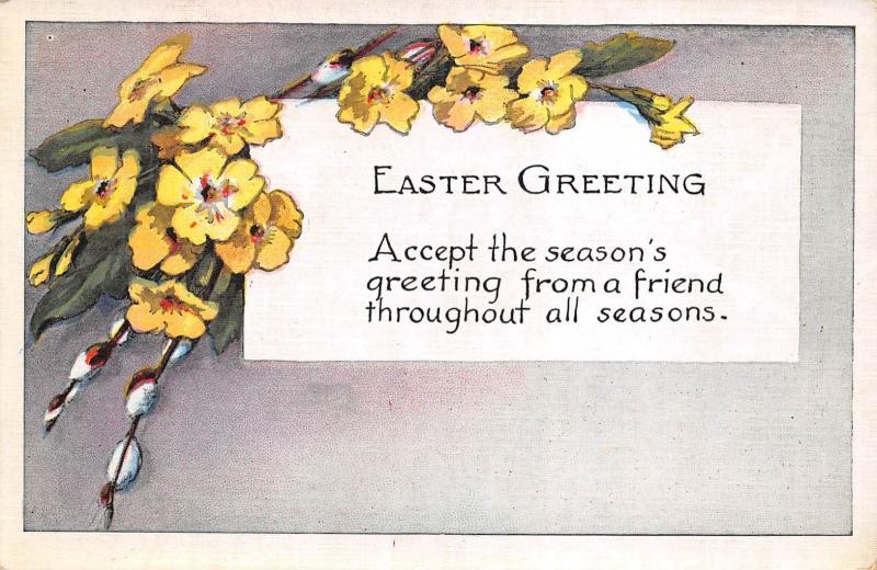 Easter Greetings 1925 Postcard Greeting From A Friend Flowers