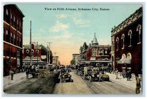 c1910's View On Fifth Avenue Arkansas City Kansas KS Unposted Cars Postcard