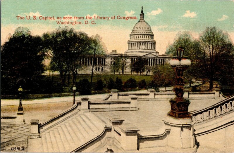 US Capitol Library Congress Washington DC BS Reynolds Vintage Postcard Unposted