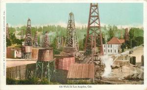 C-1905 Oil Wells Los Angeles California Charlton postcard 9247