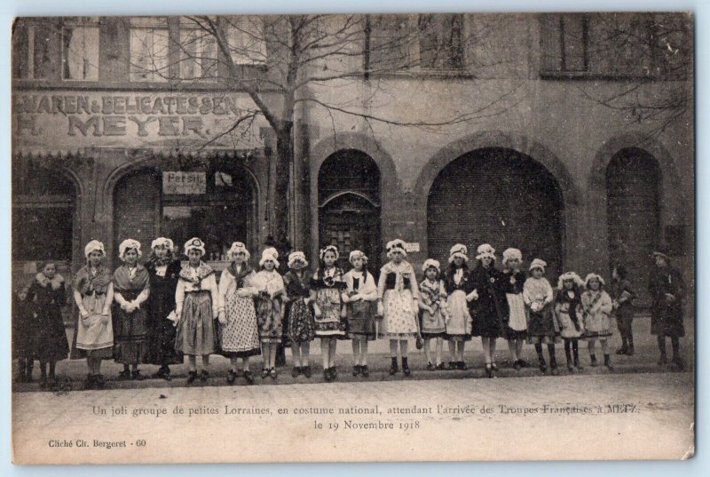 Metz France Postcard Lorraine Girls Awaiting The Arrival of French Troops c1910