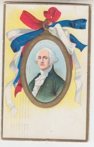 P2068 1911 postcard patriotic george washington portrait red white blue ribbons