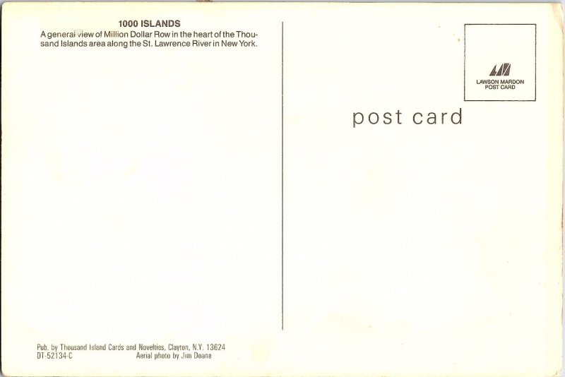 Aereial View of Million Dollar Row 1000 Islands NY 1960s  Postcard