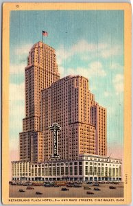 Cincinnati Ohio OH, 1939 Netherland Plaza Hotel, Race  Streets, Vintage Postcard