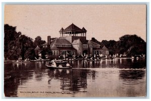 1909 Pavilion Belle Isle Boating Lake River Building Detroit MI Posted Postcard