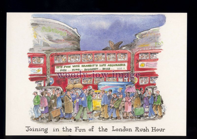 BE182 - London Rush Hour join in the Fun - Large Besley Comic Pcard