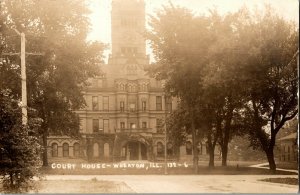 RPPC Court House, Wheaton IL Real Photo Vintage Postcard H63
