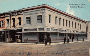Parsons Kansas Parsons Commercial Bank, Color Lithograph Vintage Postcard U8715