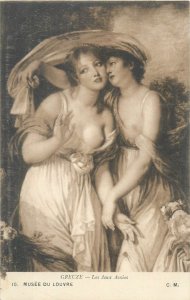 Postcard Les deux Amies Greuze painting 
