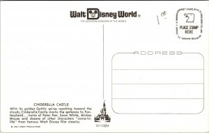 Vtg Walt Disney World Cinderella Castle Magic Kingdom Orlando FL Postcard