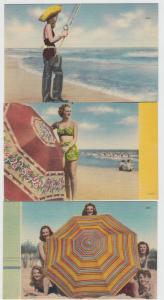 North Carolina NC 3 Postcards BATHING WOMEN FLY FISHING SHORE Waders ASHVILLE