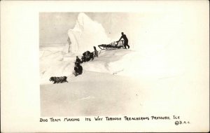 Dog Sled Team on Glacier Treacherous Ice BAE Real Photo Postcard c1920s-30s