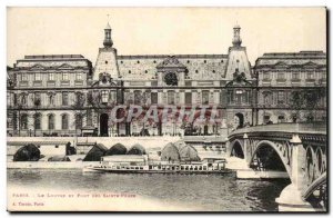 1 Paris - The Louvre and The Saints Peres Bridge Old Postcard