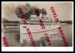 Michigan City INDIANA RPPC 1910 S.S. ROOSEVELT Steamer STEAMSHIP Ferry Boat Ship