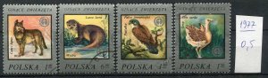 266219 POLAND 1977 year used stamps set ANIMALS Wolf Falcon