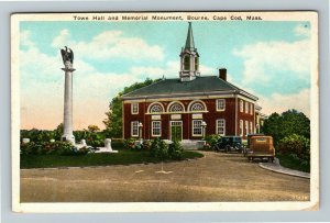 Cape Cod MA-Massachusetts Town Hall Memorial Monument, Vintage Postcard 