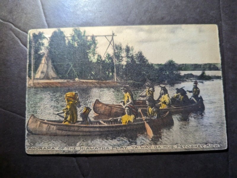 Mint USA Native American Postcard Panorama of Hiawatha Play Ya Way Ga Mug