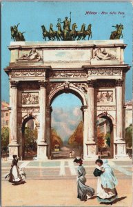 Italy Milano Arco Della Pace, Milan Vintage Postcard C184