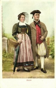 switzerland, ZÜRICH, Couple in Costumes (1900s) Postcard