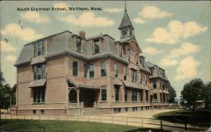 Waltham MA South Grammar School c1910 Postcard