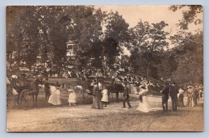 J96/ Marshalltown Iowa RPPC Postcard c1910 City Park Gazebo Crowd 332