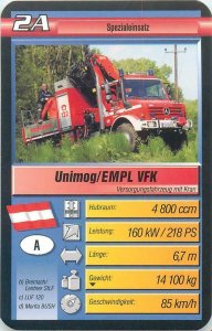 Super Trumpf 6x9cm mechanic tradecard 2A Unimog EMPL VFK Austria
