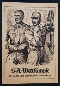 THIRD 3RD REICH NSDAP ORIGINAL PROPAGANDA POSTCARD  SA GAMES BERLIN OLYMPICS ...