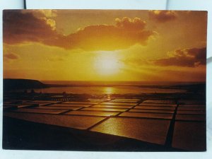 Vintage Postcard Sunset over Janubio Lanzarote Spain