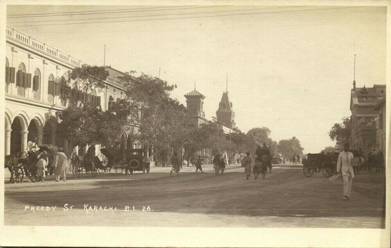 pakistan, KARACHI, Preedy Street (1916) RPPC Postcard