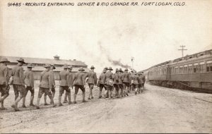 Military Colorado Fort Logan Recruits Entraining Denver & Rio Grande Railroad