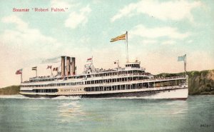 Vintage Postcard 1910's Steamer Robert Fulton Steamboat Big Ship Transportation