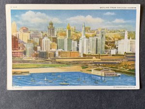 Skyline From Chicago Harbor Chicago IL Litho Postcard H1307083802