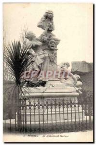 Pezenas Old Postcard Le Moliere monument