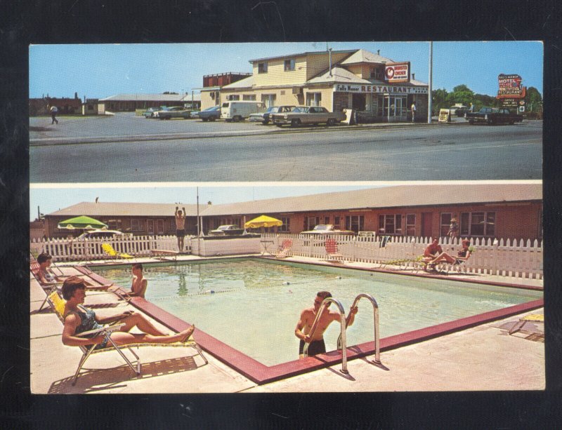 NIAGARA FALLS CANADA MANOR MOTEL RESTAURANT SWIMMING POOL 1960s CARS POSTCARD