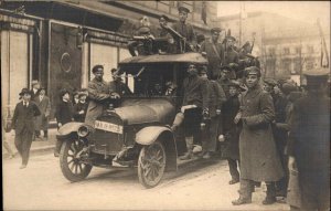 Berlin Germany 1918 Revolution Car Soldiers & Guns Real Photo Postcard