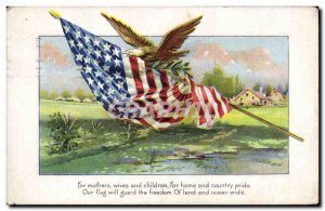 Postcard Old Eagle Flag American Flag
