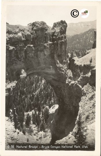 Natural Bridge Bryce Canyon National Park Utah Black and White Real Photograph