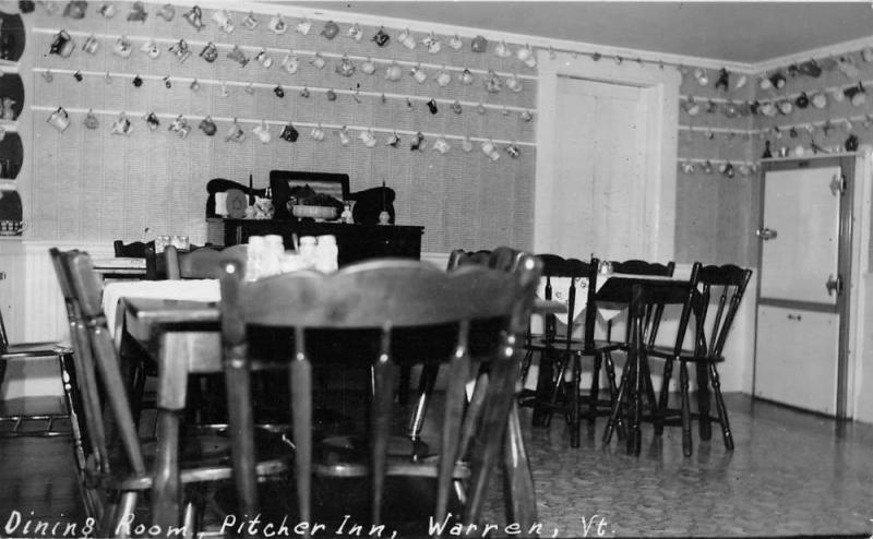 Warren Vermont Pitcher Inn Dining Room Real Photo Antique Postcard K77784