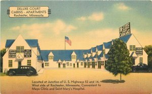 Apartments Cabins Deluxe Courts Postcard linen Autos Rochester Minnesota  20-458