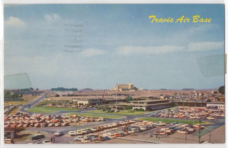 Travis Air Force Base Military MATS California CA Parking View 1950’s Postcard