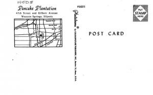 Interior 1960s Pancake Plantation Postcard Western Springs Illinois 12217